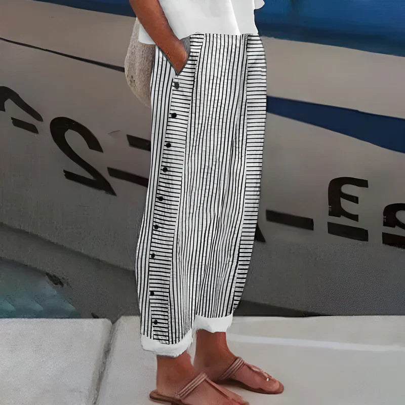 Sandrine – Kadın Keten Pantolon Rahat, Nefes Alabilir ve Şık