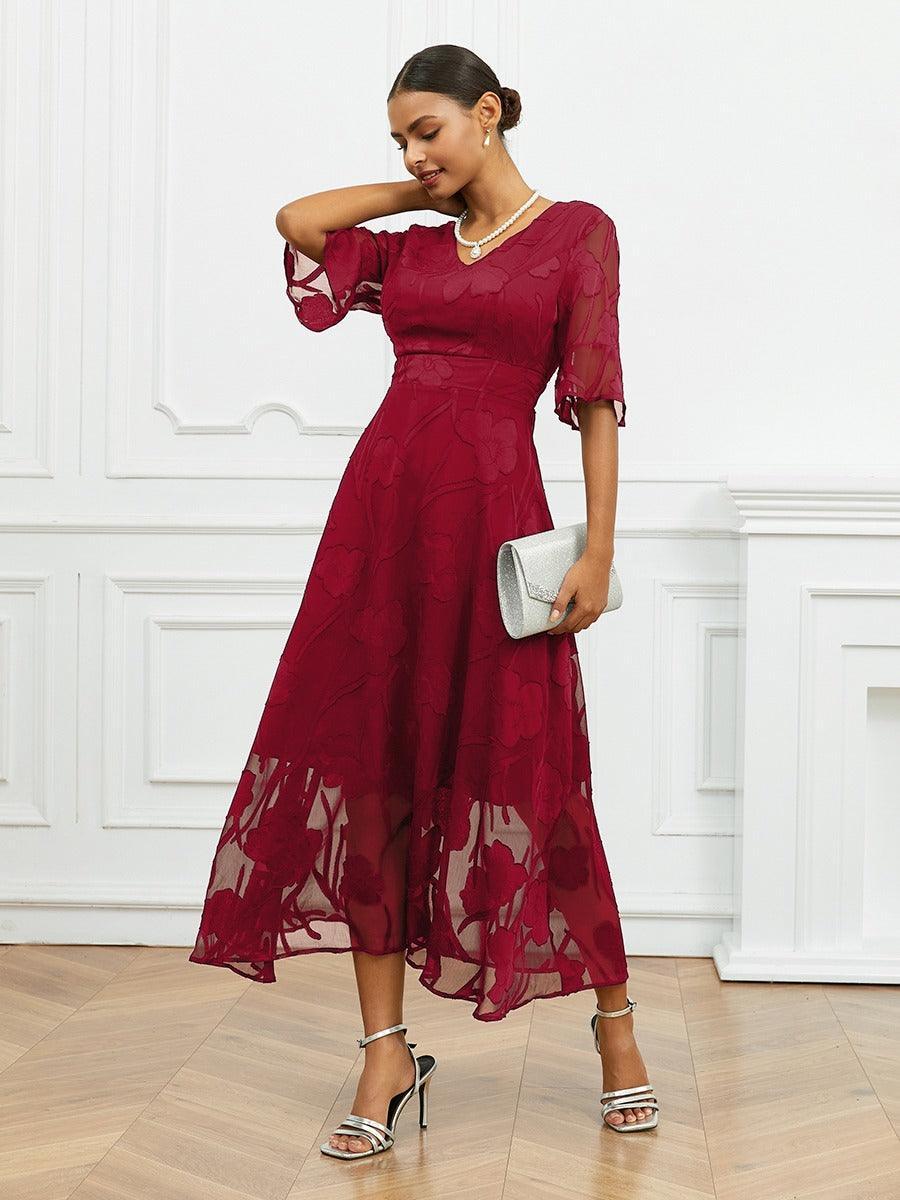 Flutter Fırfırlı Dantelli Maxi Elbise
