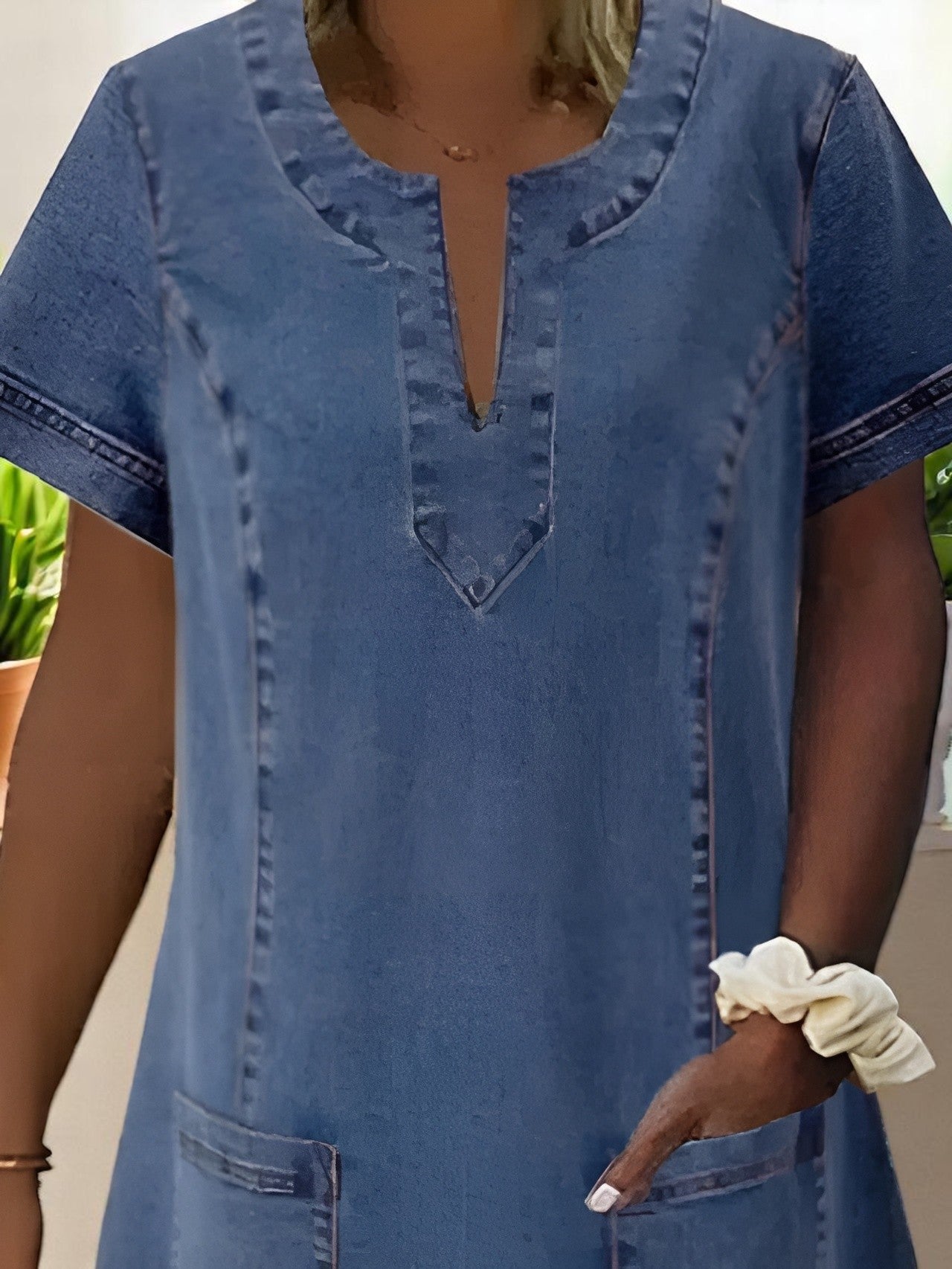 Margaret – Kısa Kollu Denim Tarzı Elbise