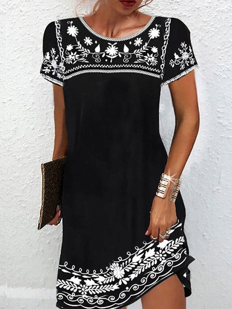 Tricia – Siyah Çiçek Desenli Mini Elbise