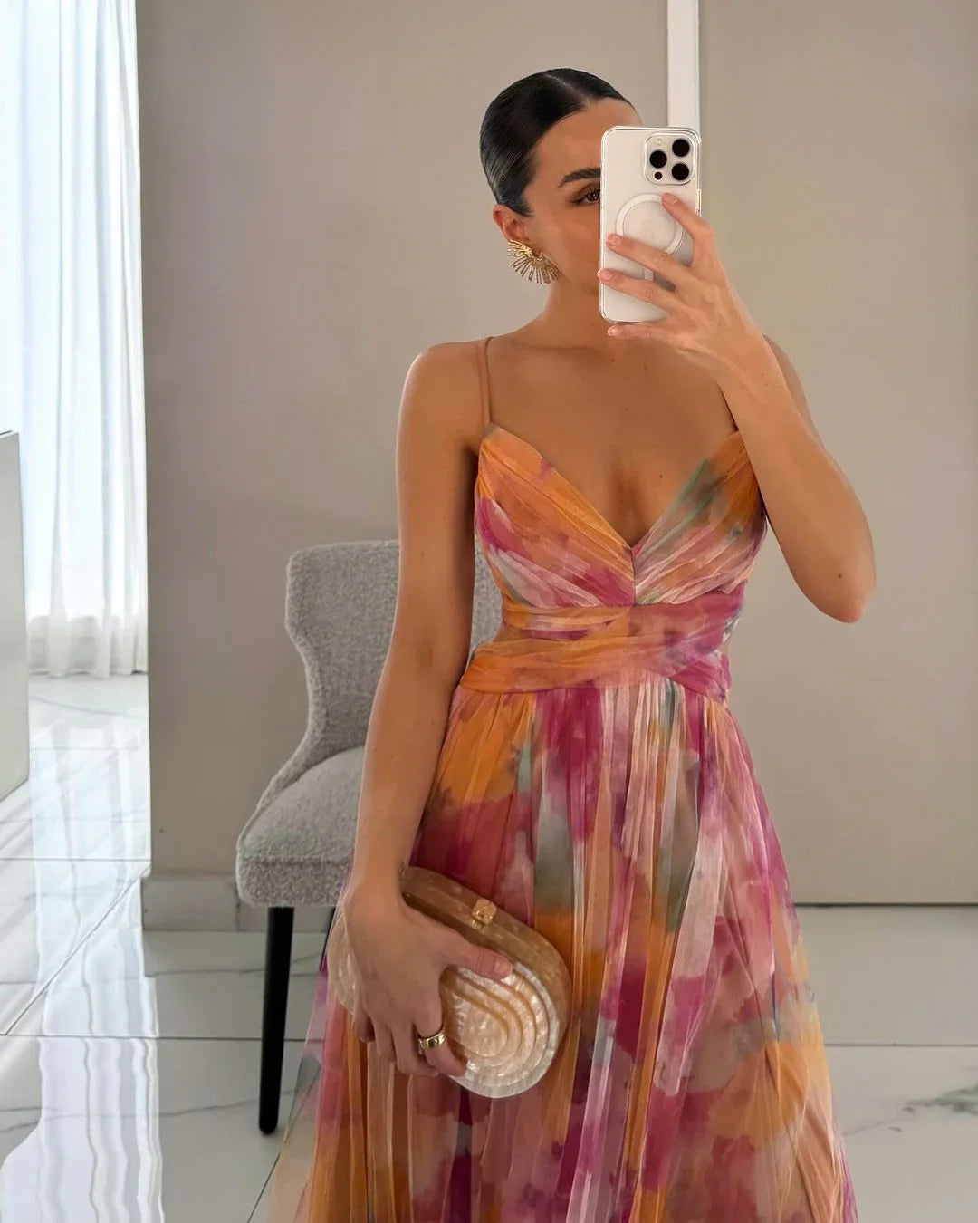 Carola - Çiçek desenli büyüleyici maksi elbise